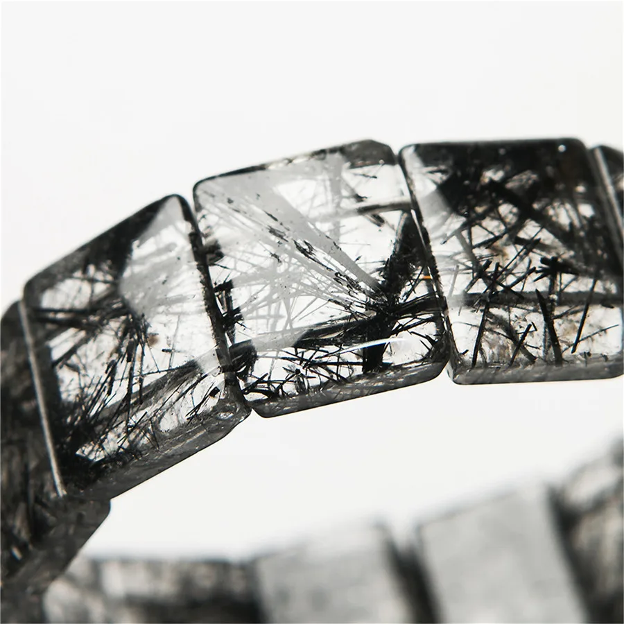 Настоящий натуральный черный рутиловый кварц драгоценный камень Прямоугольник