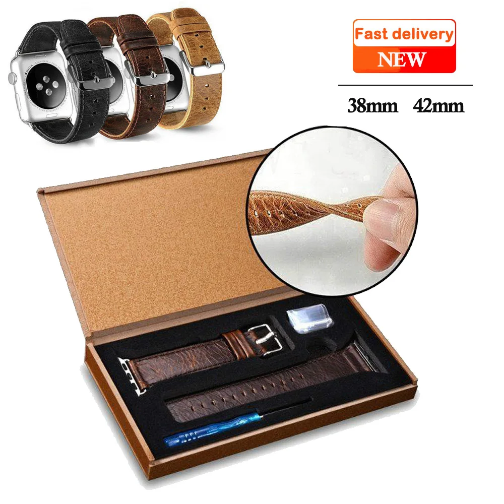 Ремешок из натуральной кожи для apple watch band 5 4 42 мм 44 38 40 iwatch 3/2/1 correa сменный