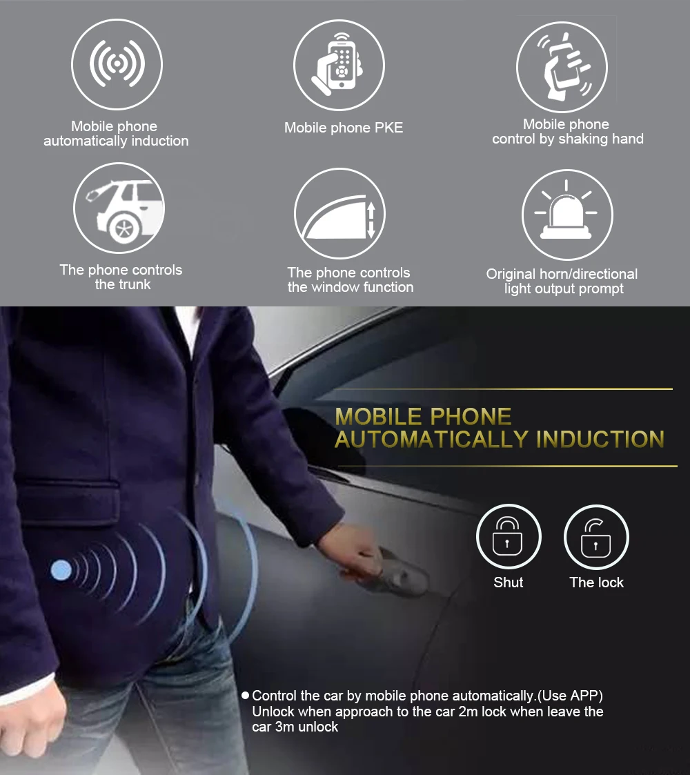 GIORDON Универсальный вход без ключа Управление автомобиля мобильный телефон с