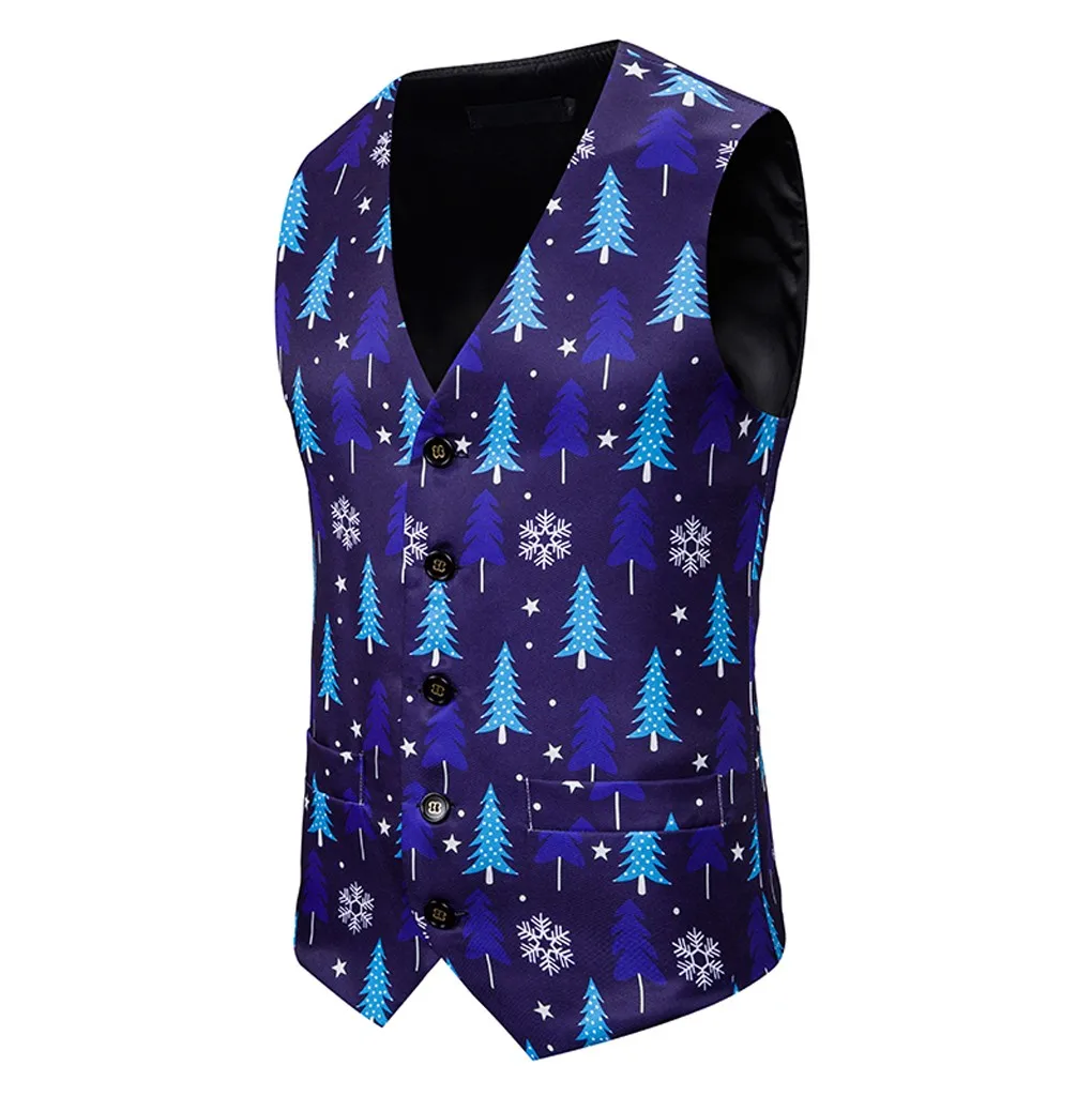 Модный костюм с принтом рождественской елки мужской жилет Новинка осени 2019