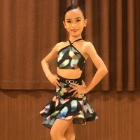 summer latin dance practice clothes for girls halter neck topsskirt training outfits cha cha samba costume kids dresses bl5629