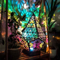 boho lamp wooden hollow led projection night light bohemian colorful projector desk lamp home decor holiday atmosphere lighting