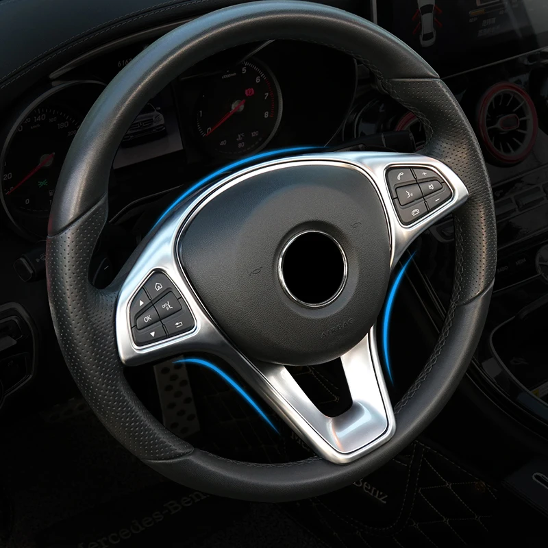 

For Mercedes Benz W205 W213 GLA GLC E C Class 2015 - 2018 ABS Matte steering wheel button trim decorative frame Trim Cover 1 pcs