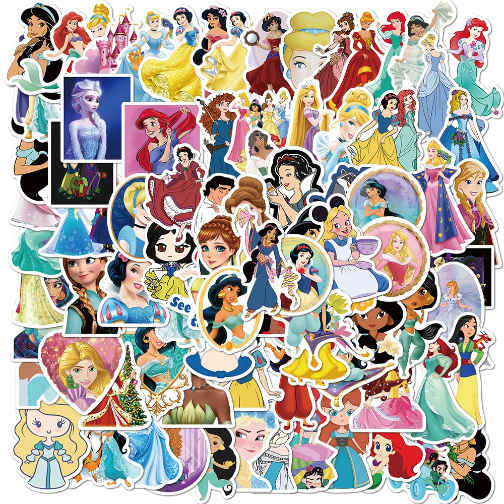 

10/50/100Pcs Disney Princess Stickers Frozen Toy Story Winnie the Pooh Waterproof Skateboard Laptop Cartoon Stikers Kids Toy