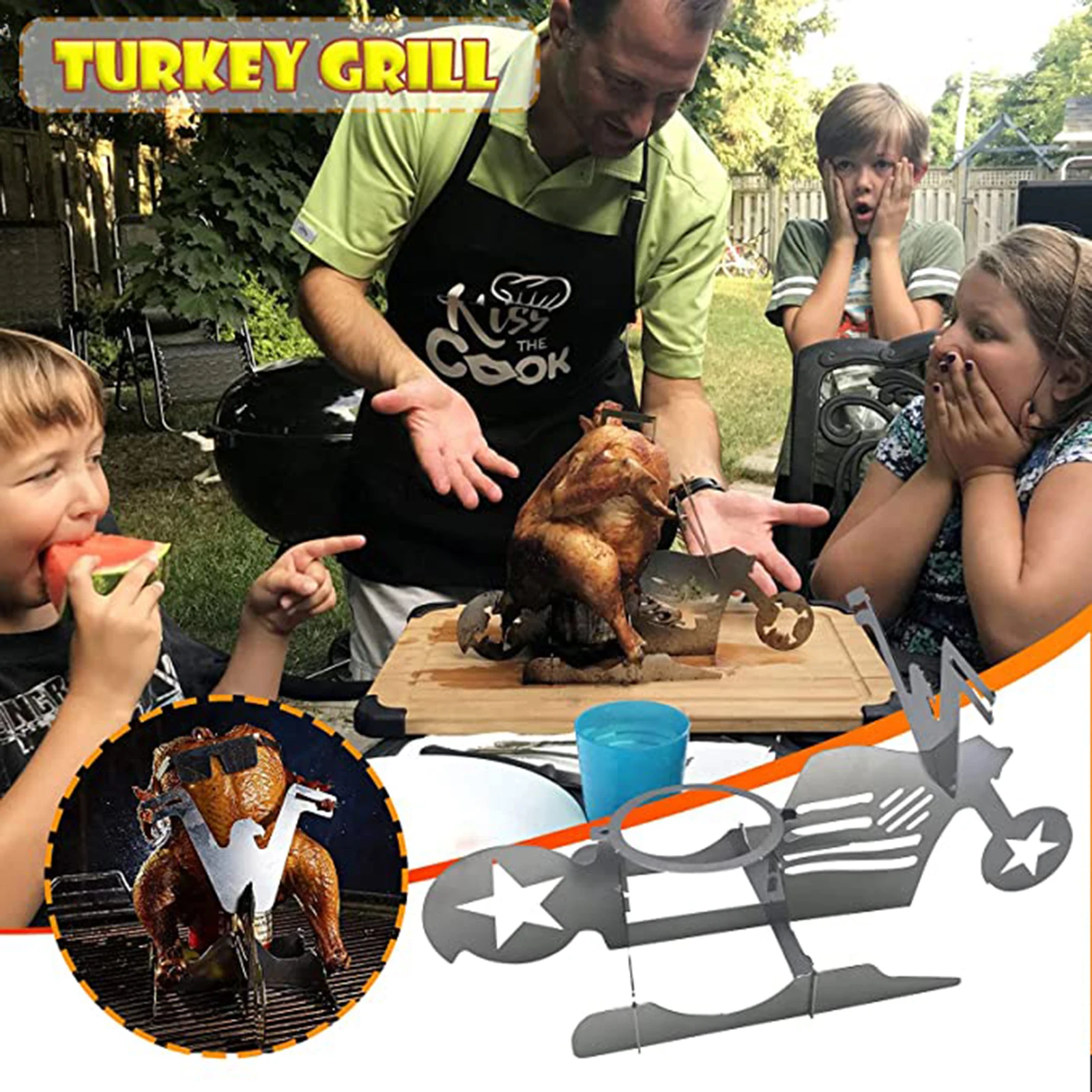 

Portable Stainless Steel Grill Beer Can Chicken Stand Creative Barbecue Utensils Party Roast Essentials Kitchen Supplies Cocina