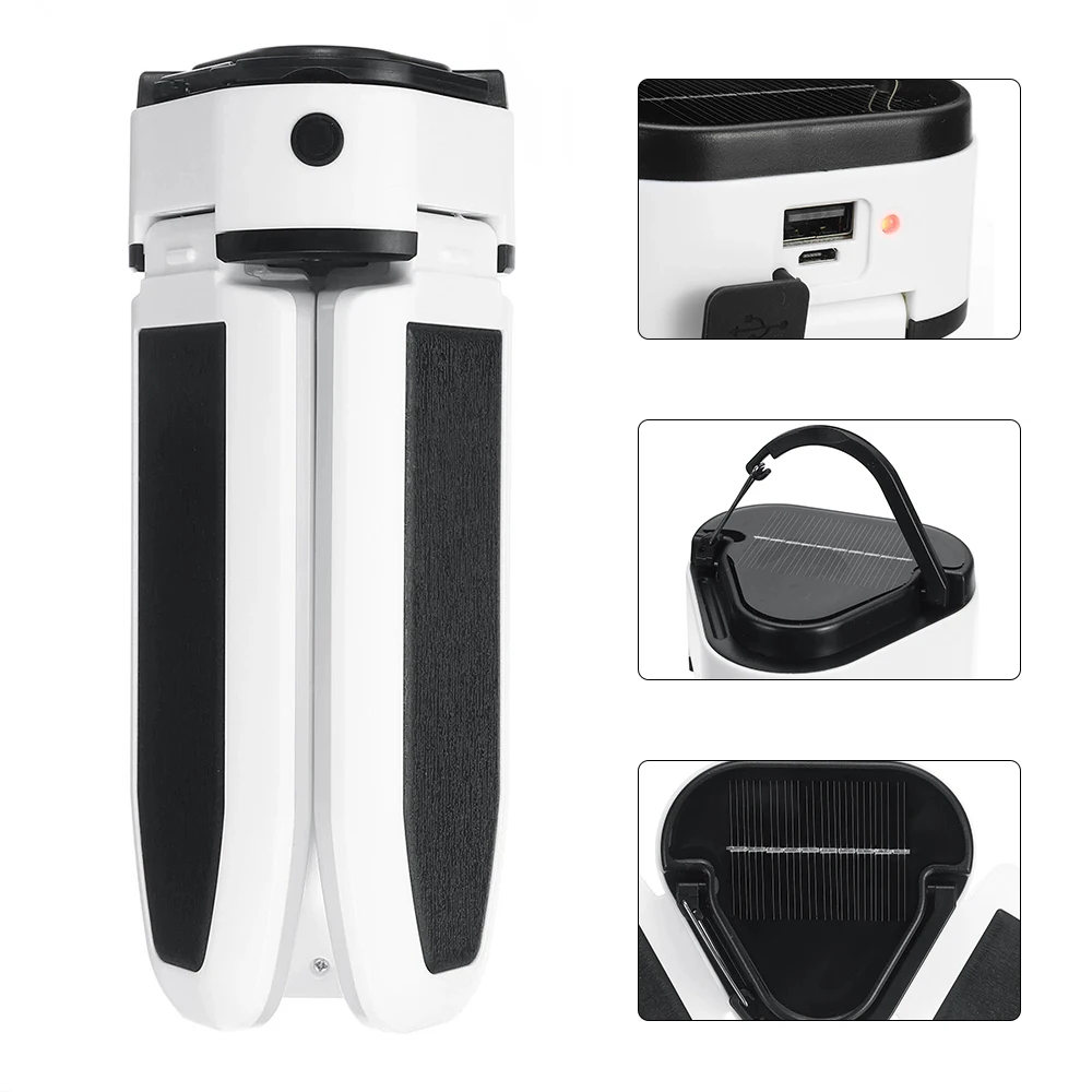 

USB 60LED Solar Garage Light Solar Powered 3 Leaves Multifunctional Emergency Camping Ceiling Lamp for Garage Basement