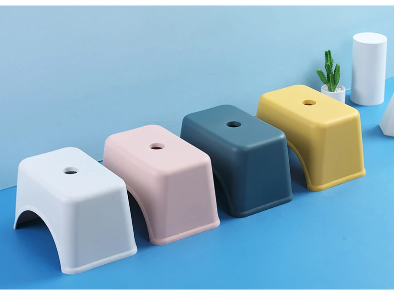 Квадратный стул в японском стиле утолщенный пластиковый детский низкий табурет