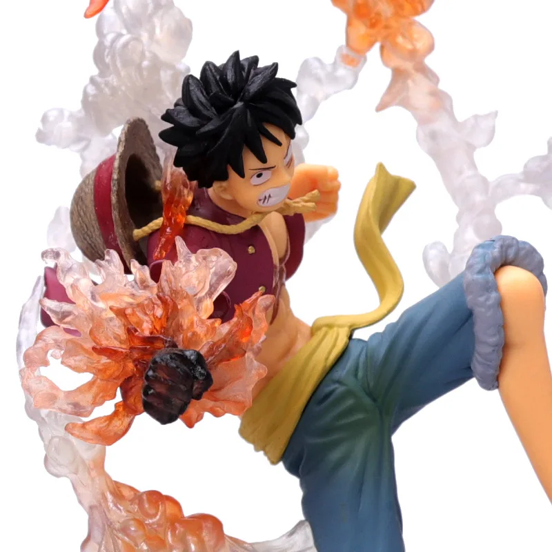 

18cm Cartoon Anime PVC One Piece Luffy Figurine Fire Fist Fighting Posture Model Toy Home Car Decoration