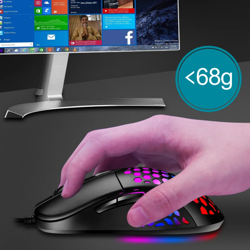 6400dpi honeycomb mouse pc desktop computer laptop accessories gaming mice rgb usb wired hollow luminous electric gamer mause free global shipping