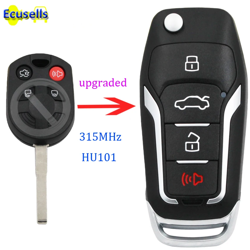 Обновленный Выкидной пульт дистанционного управления в стиле DS 3 + 1 Кнопка 315 МГц с чипом 4D63 или без него