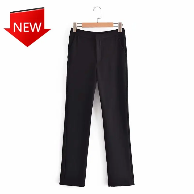 

Trousers Retro Loose Slim Straight Trousers Streetwear Women 2021 Fashion High Waist Solid Color