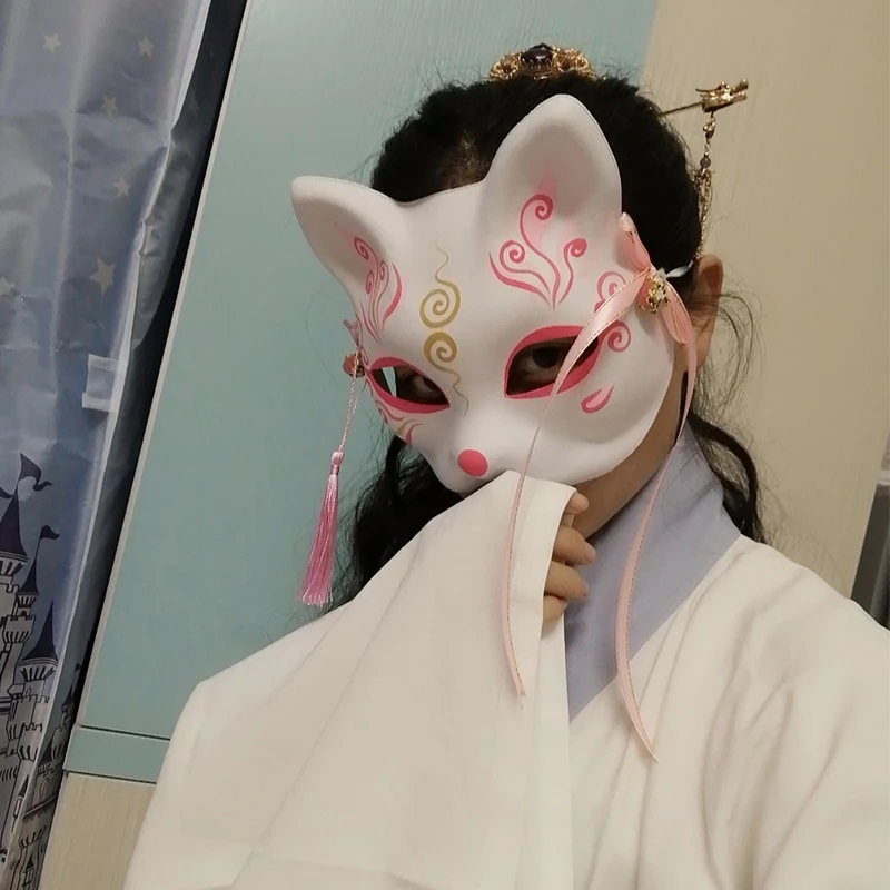 

Fox Mask Japanese Cosplay Mask Party Half Face Pvc Fox Masks Masquerade Costume Cat Festival Cosplay Mask Rave Festivals Costume