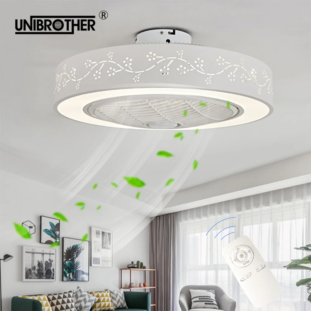 Светодиодный потолочный вентилятор 55 см лампа с светильник ционным управлением