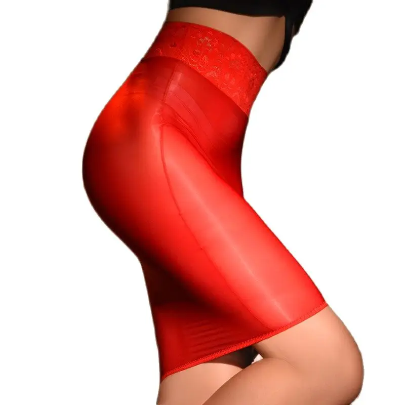 Глянцевая блестящая юбка тонкая кружевная мини-юбка OL с высокой талией на 912