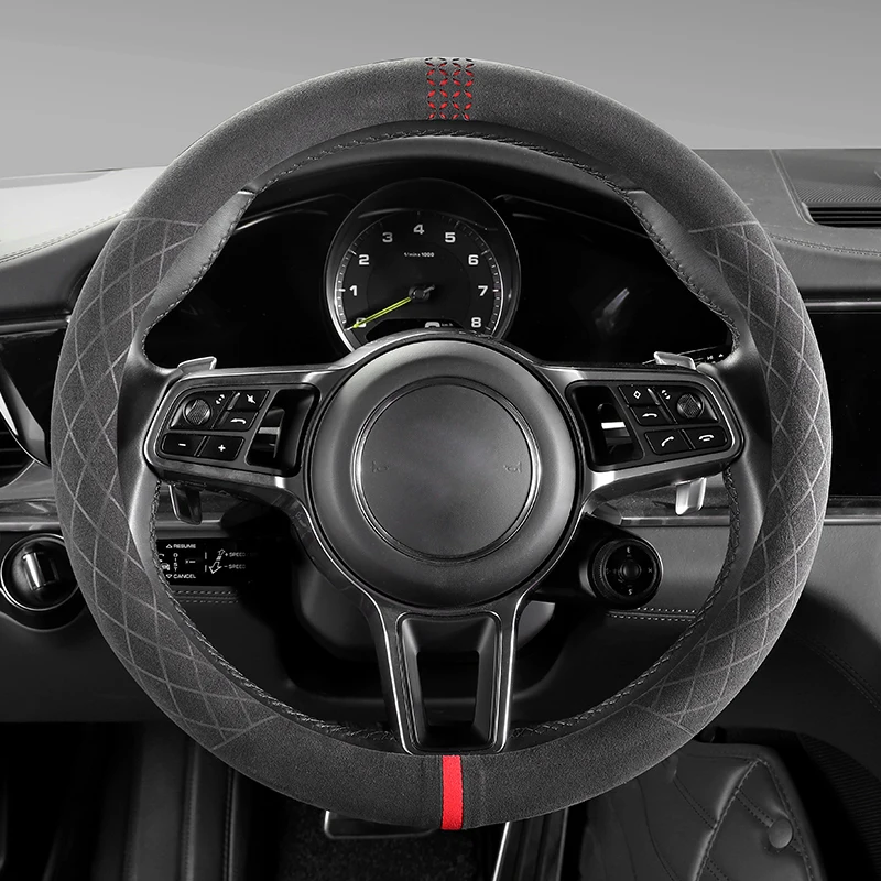 

Keluoxing Universal Car Steering Wheel Cover Suede 38CM Carstyling Car Accessories For Four Season Auto Steering Wheel Protector