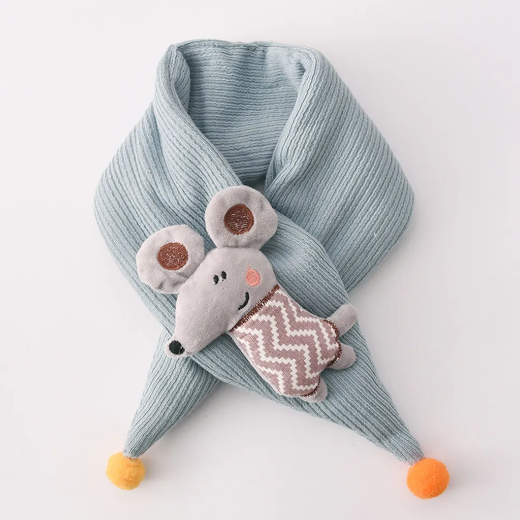 

Children's Scarf Boys And Girls Autumn And Winter Cartoon Animal Mouse Knitted Scarf Shawl Thick Warm Smiley Face Scarf Gift