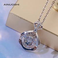 ainuoshi round cut 0 07ct natural diamond dancing ribbon 18k gold pendant necklace wedding anniversary jewelry gift 18