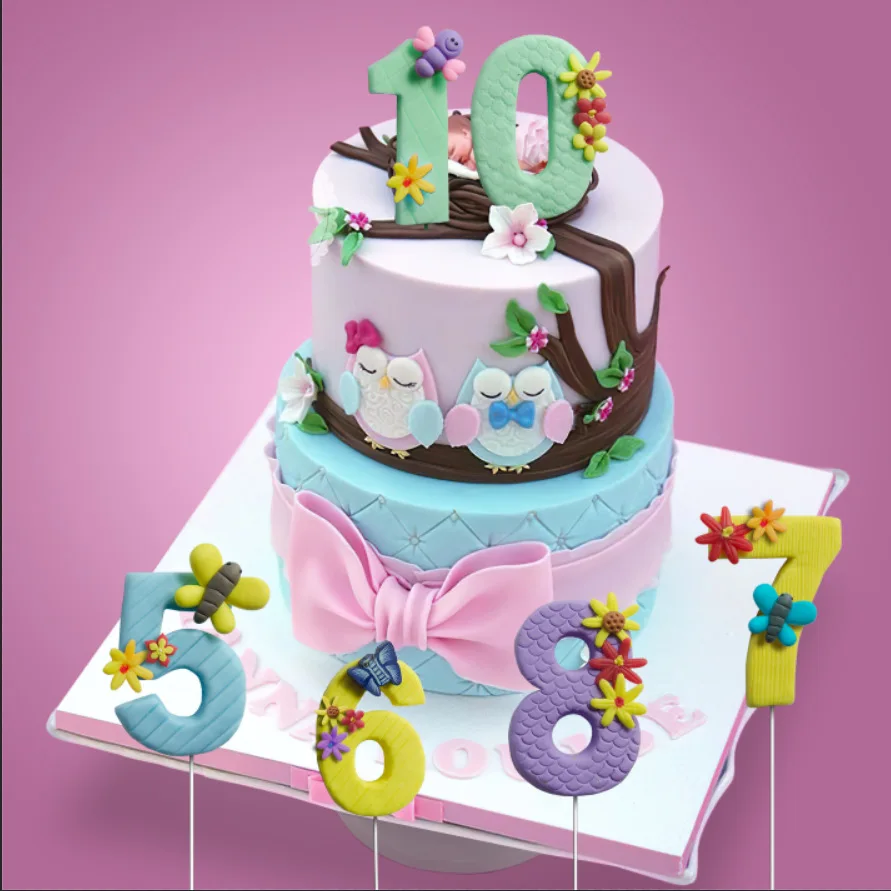 

Happy Birthday Party Baby Shower Cake Topper Rainbow Balloon Star Baking Dessert Kids 1st Wedding Colorful Number Decor Supplies