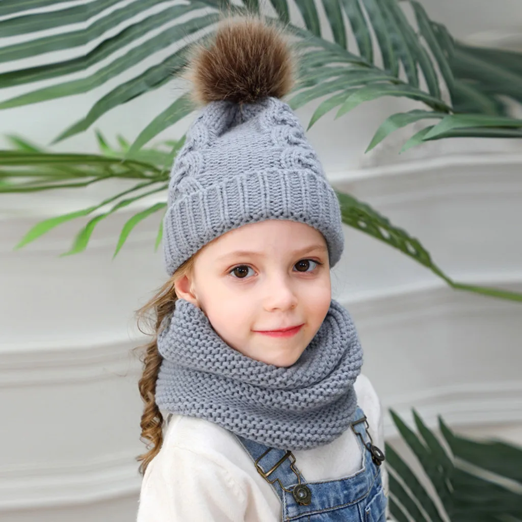 Зимняя Шапка бини детские вязаные комплекты с нагрудником шейный платок милая