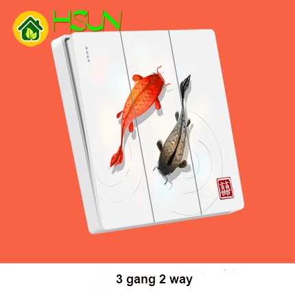 Тип 86 арт переключатель гнездо 1 2 3 4 банда 1 2 way gloden fish ividuality креативная декоративная панель ТВ компьютерная розетка - Цвет: 3gang 2way