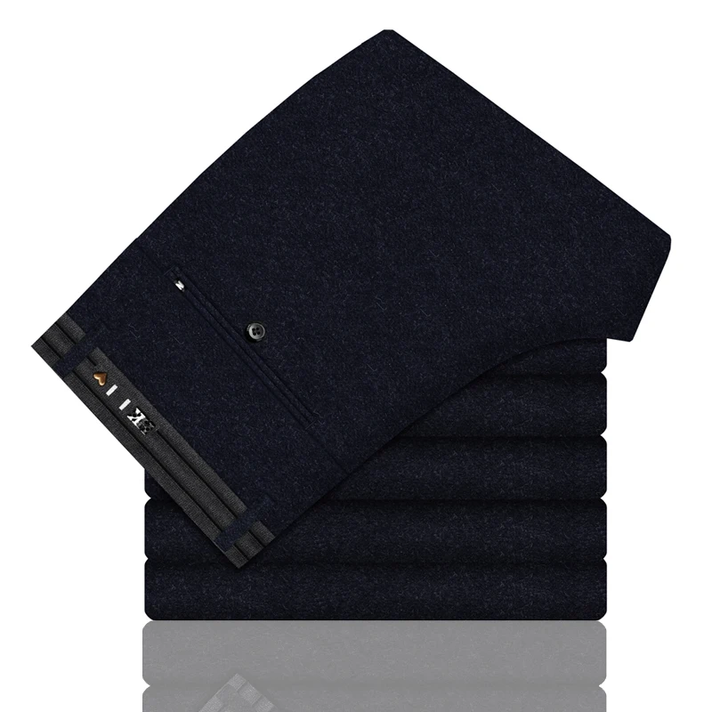 Осень и зима новые мужские плотные повседневные брюки бизнес мода Slim Fit Брюки брендовые черные темно-серые