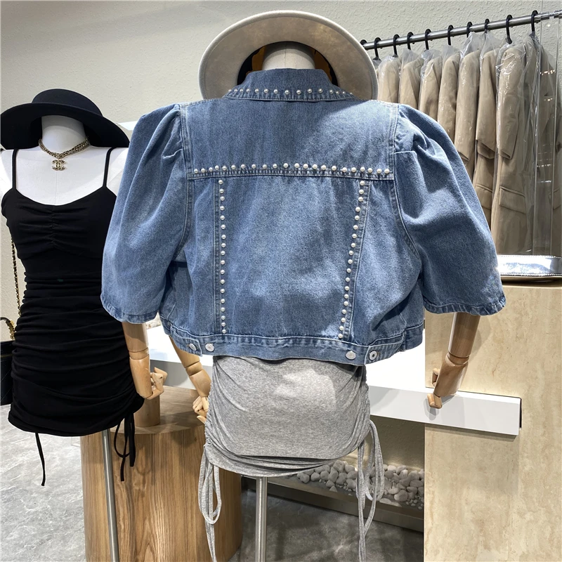

Brand Original Design 2021 Fashion Lapel Single Breasted Jacket With Bubble Sleeves Short Coat
