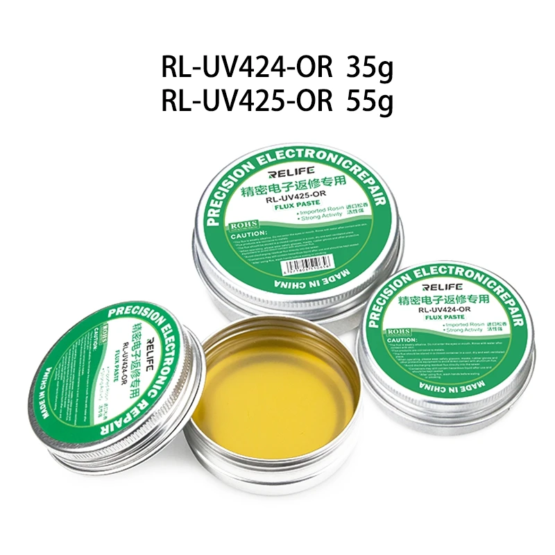 

RELIFE RL-424 425 High Quality Precision Electronic Repair 35g 55g Lead-Free Solder Flux Paste Gel For SMT BGA Reballing Welding