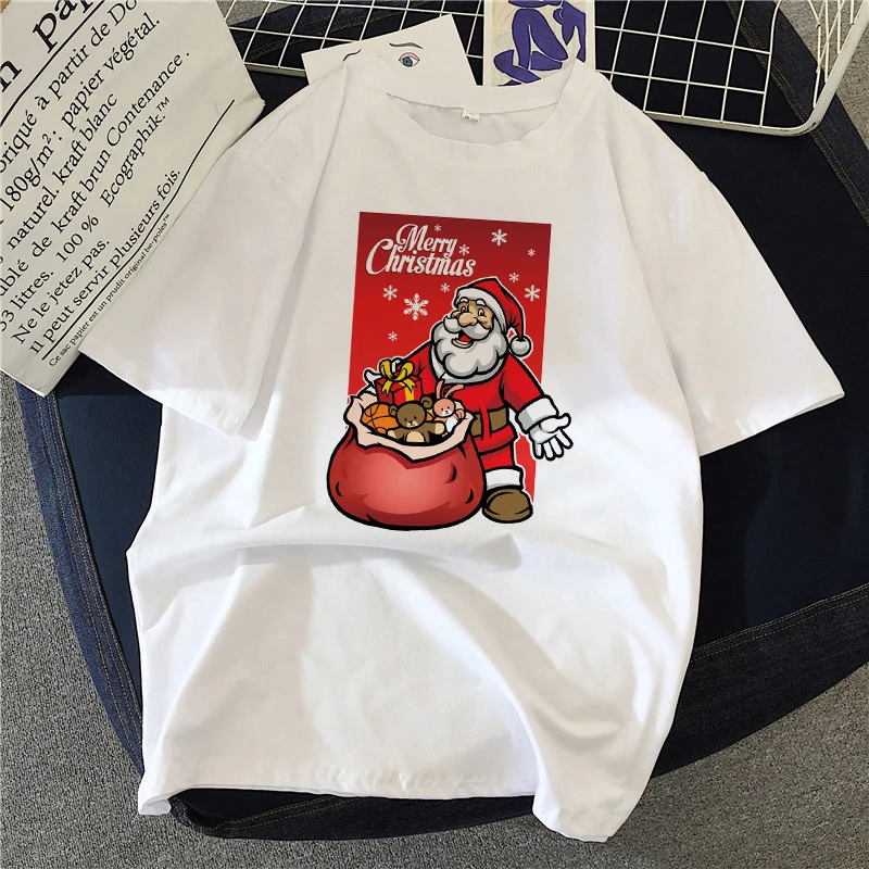 

Suitable all seasons New cute reindeer tshirt women Christmas women tshirts Harajuku Short Sleeve Women Tee Tops Camisetas Mujer
