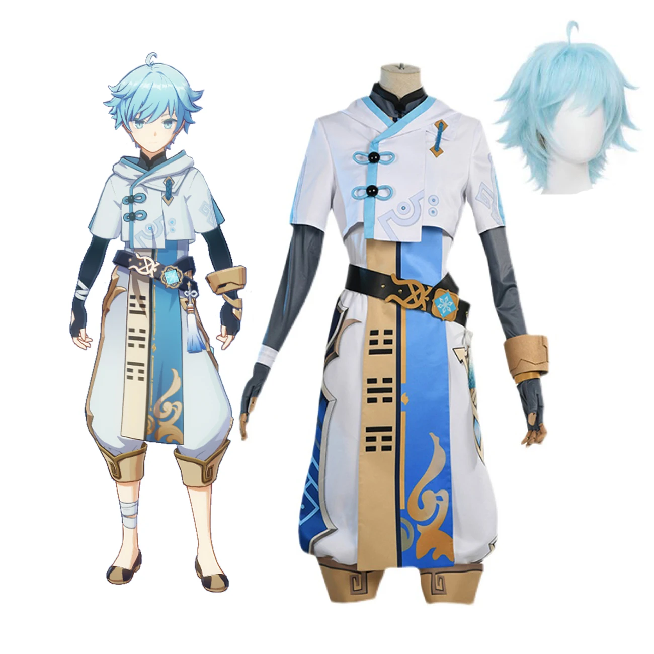 

Genshin Impact Chongyun Cosplay Costume Chongyun Outfit Hair Full Set Cosplay for Men and Women