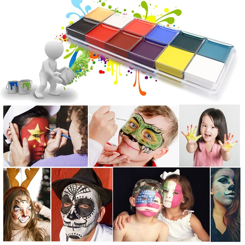 

Hotsale 12 Colors Halloween Party Face Body Painting Body Painting Drama Clown Makeup Body Paint Cream Template Body Face