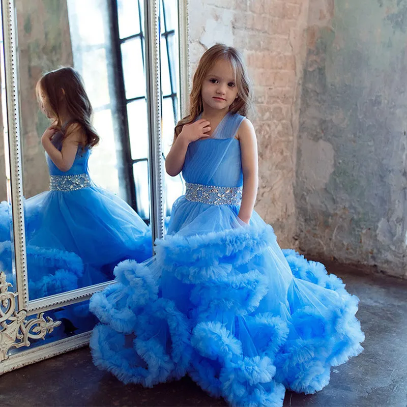 

New Cloud Flower Girls Dresses For Weddings Little Girl Party Frocks Dress Prom Evening Birthday Dresses