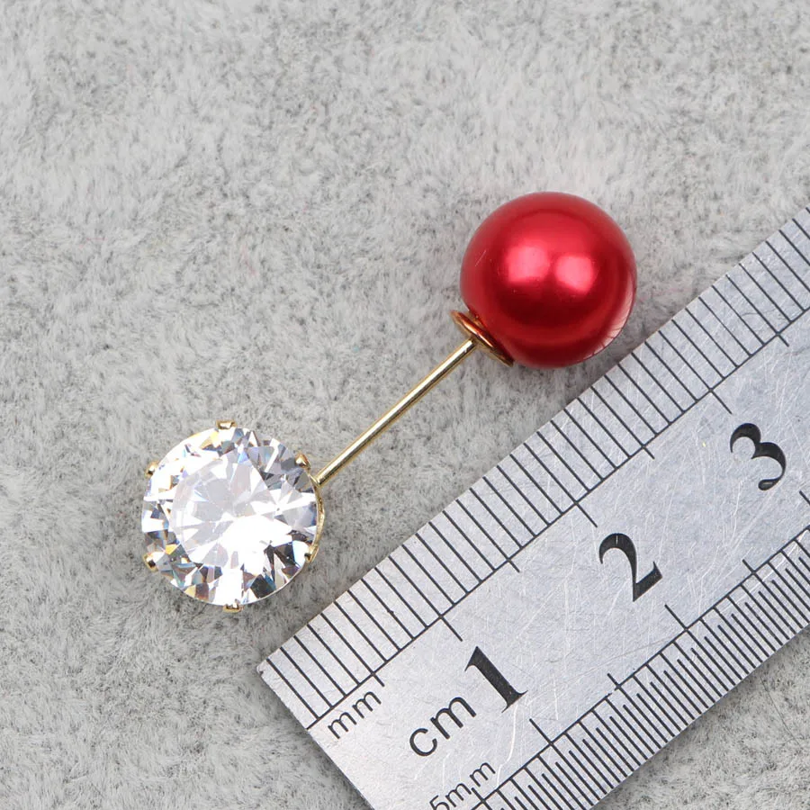 

Vintage Gold Brooch Pins Double Head Simulation Pearl Large Big Rhinestone Brooches for Women Wedding Jewelry Accessories