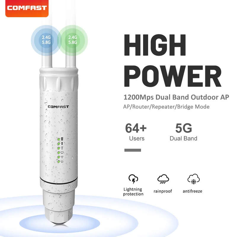 Antenas de ap de Alta Extensor de Alcance Ponto de Acesso e Cobertura de Wifi Potência 1200m Poe 2x5dbi