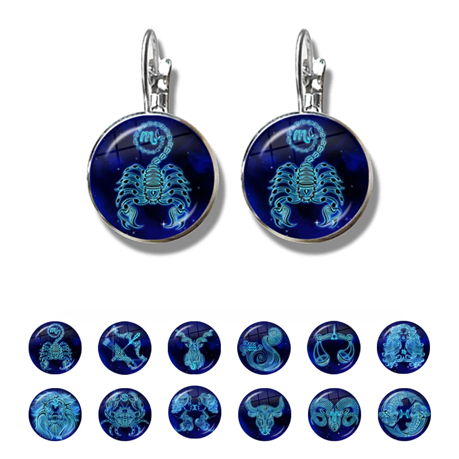 12 знаков зодиака стеклянный кабошон созвездия французский крючок серьги модные