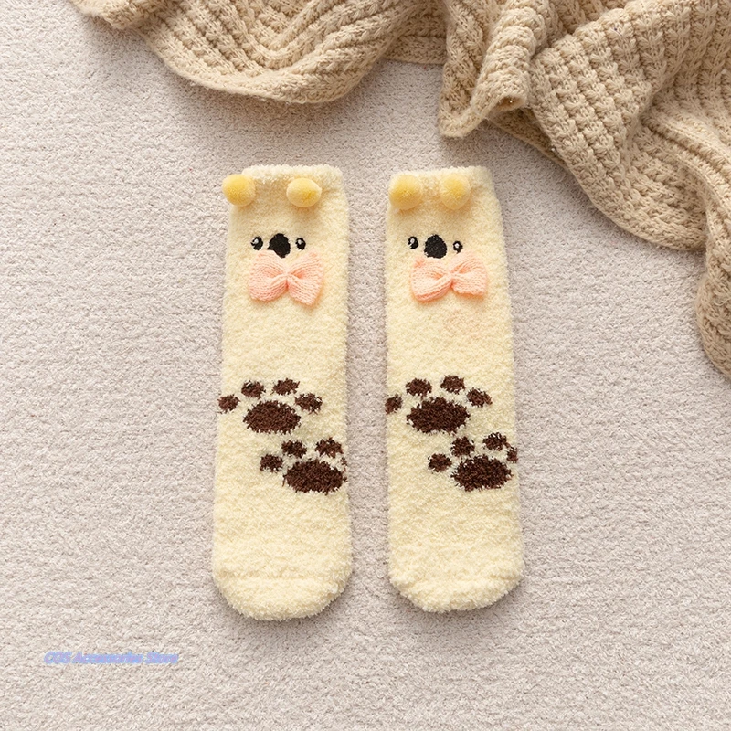 

Winter Christmas Plus Cashmere Thicken Socks Sweet Cartoon Anime Ptint Cute Keep Warm Love Rabbit Ears Student Sleep Socks New