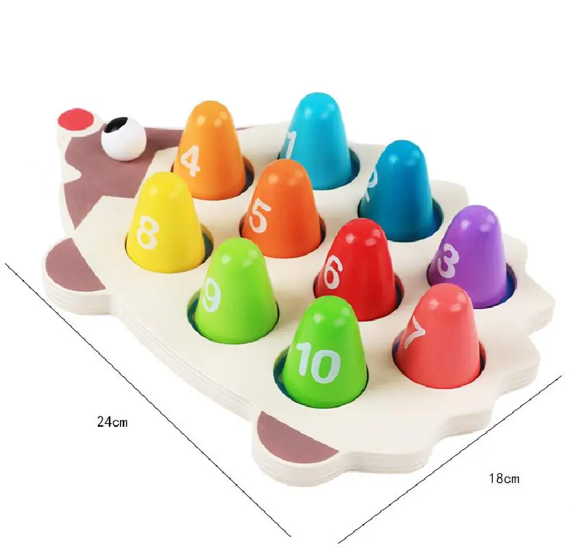 

Montessori Early Education Little Hedgehog Learns To Count Stereo Matching Puzzle Blocks Children's Educational Creative Toys