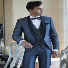 Traje de 3 piezas para hombre, traje de alta calidad hecho a medida, con solapa de Chal Azul Real, a la moda para graduación (abrigo + Pantalones + chaleco + pajarita), novedad de 2021 (1)