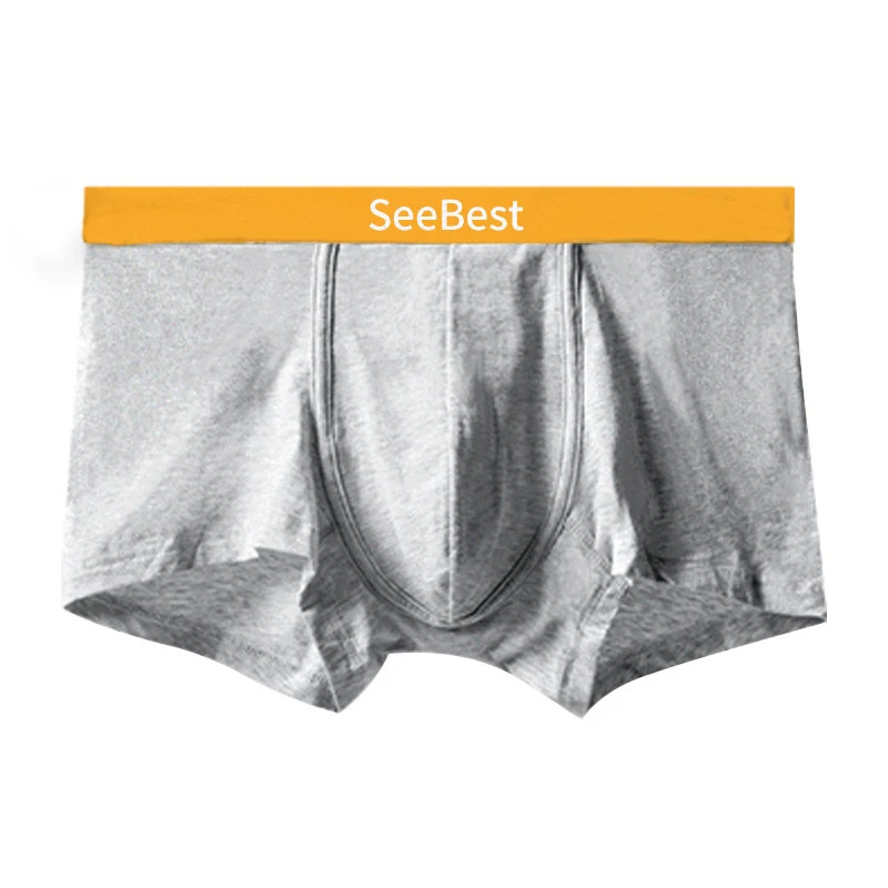 SeeBest нижнее белье, мужские боксеры, трусы для мужчин, зимние хлопковые удобные дышащие женские разноцветные трусы с низкой посадкой, Размеры s m - Цвет: Light Yellow