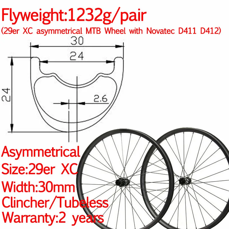 

Flyweight XC width 30mm 29er carbon MTB bike wheels XD XX1 asymmetric tubeless 6 bolt straight pull disc wheelest 12*100 12*142