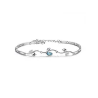 fashionable luxury goods for woman 925 sterling silver bracelet versatile zircon leaf elegant feminine accessories