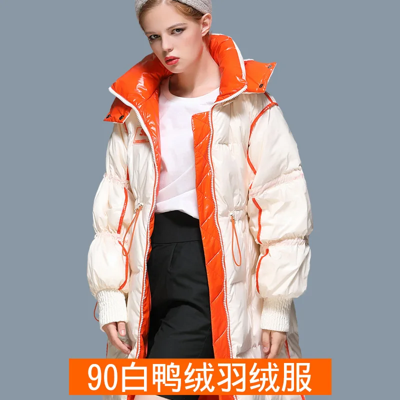 Winter large size coat bright white duck down wash-free down jacket women's mid-length 2021 autumn and winter new Korean version