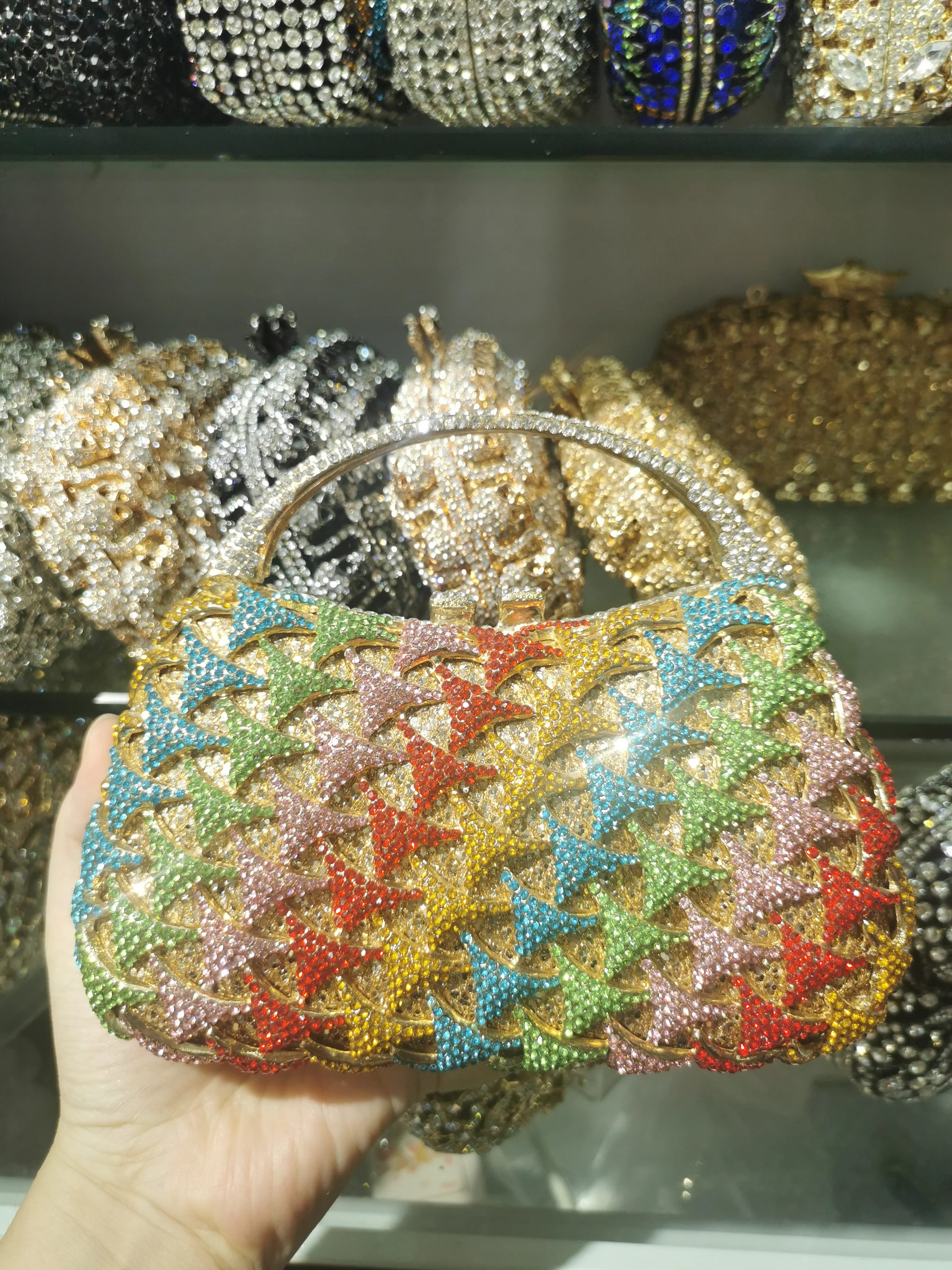 

XIYUAN Women Colorful Crystal Clutch Evening Bags Formal Bridal Rhinestone Handbags Purse Party Dinner Diamond Gift Box Handbags