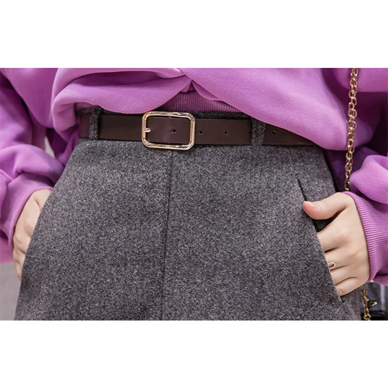 Женская шерстяная юбка-карандаш Flectit с поясом и карманами высокой талией Теплая