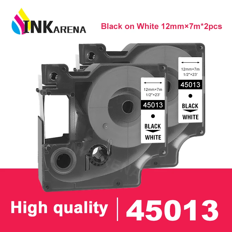 

Inkarena Printer Ribbon for dymo 45013 Black On White compatible 12mm Lable Printer Typewriter Machine for LM160 280 2PCS