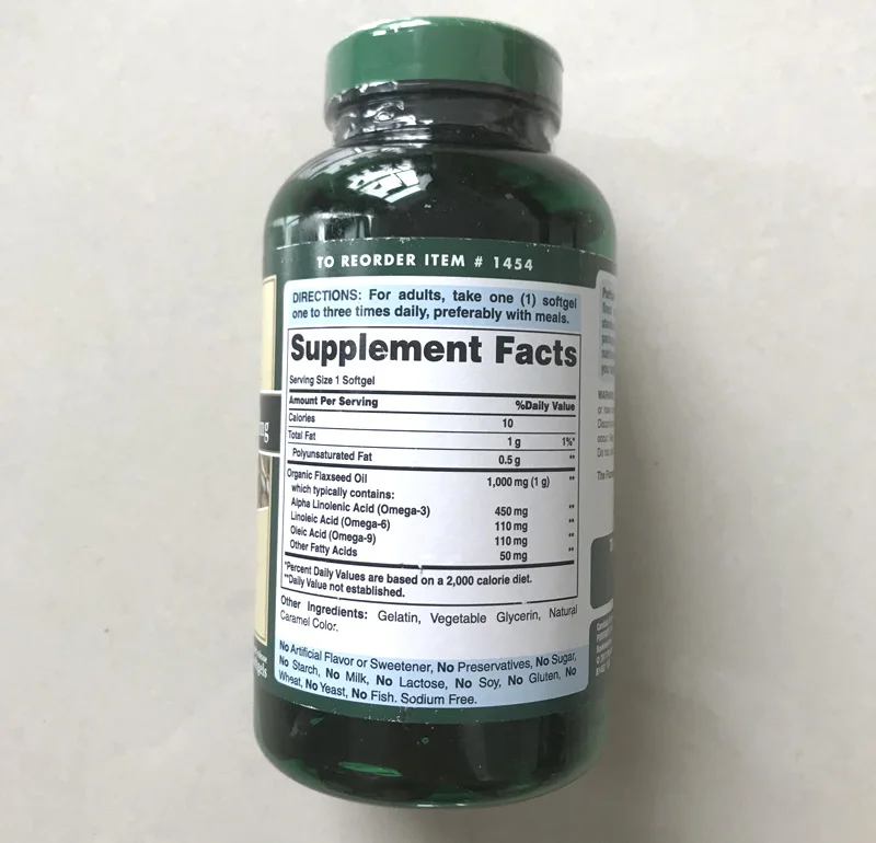 Free Shipping Flax Oil 1000 mg Omega-3,6& 9 cold pressed 240 pcs