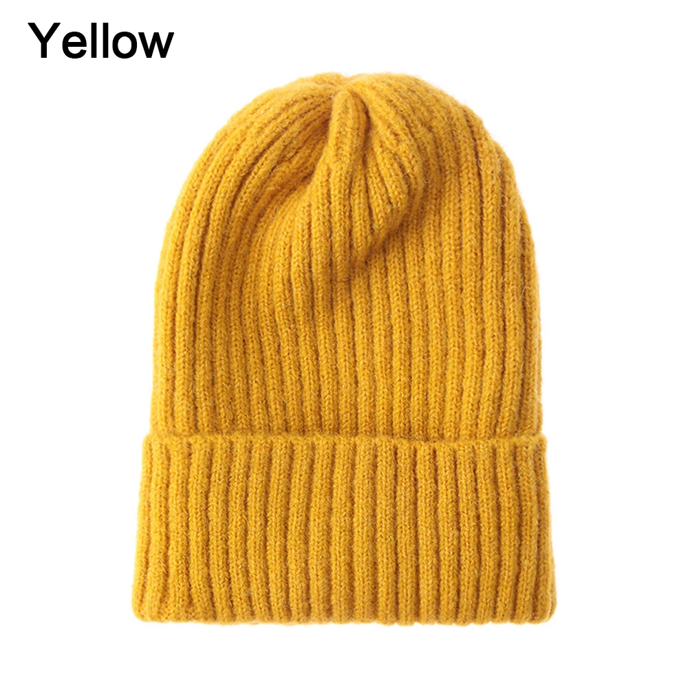 2-yellow Осенне-весенняя 1 шт. модная зимняя теплая шерстяная вязаная шапка унисекс для женщин и мужчин, вязаная Лыжная шапка, Очаровательная ветрозащитная шапка - Цвет: 2-yellow