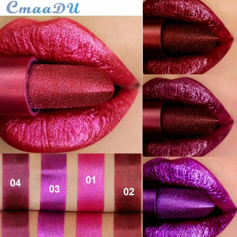 CmaaDu металлическая палочка для макияжа губ водостойкая долговечная блестящая