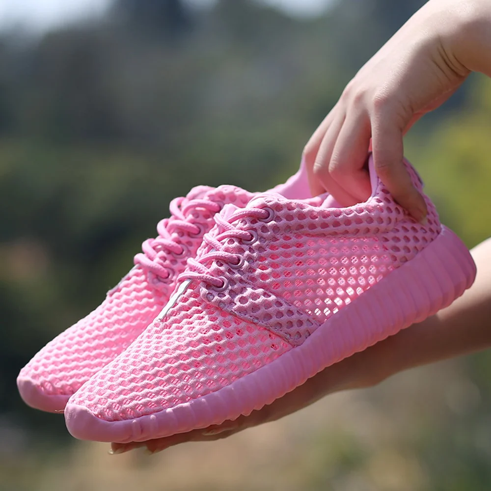 Женские летние кроссовки сетчатые дышащие для бега легкая Нескользящая женская
