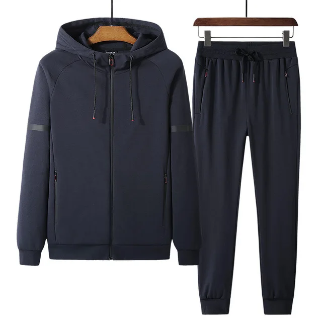 

Rlyaeiz High Quality 100% Cotton Tracksuit Men Sportswear 2019 Autumn Brand Set Hoodies + Pants Sporting Suits Large Size L- 8XL