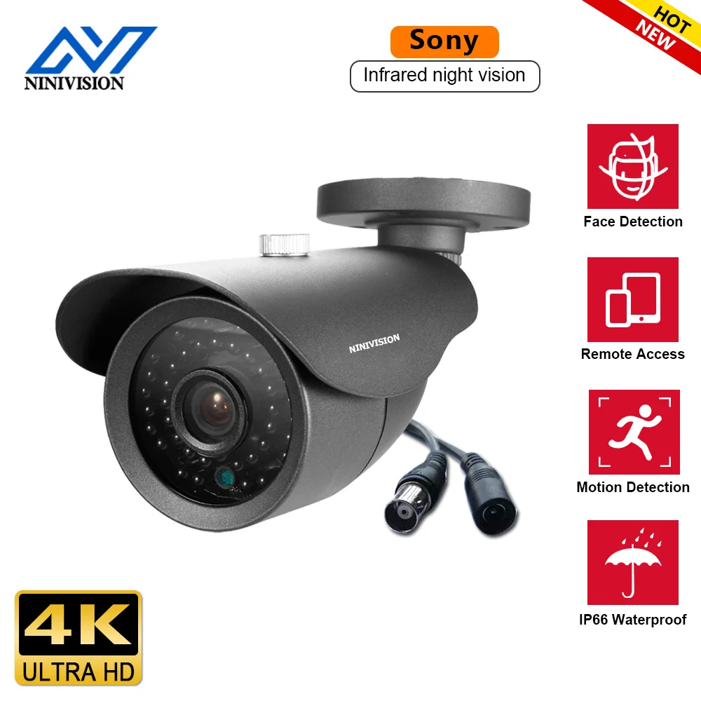 Аналоговая цилиндрическая камера видеонаблюдения Ultra HD 4K инфракрасная AHD для